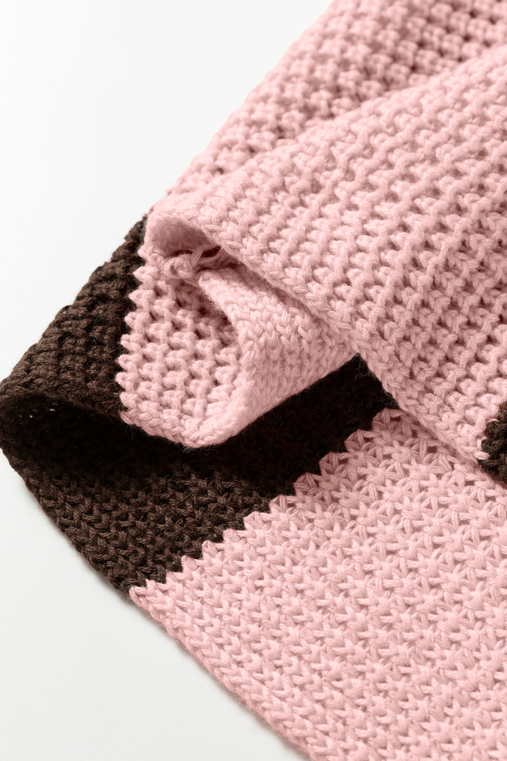 Fushia Striped Color Block Thermal Textured Knit Drop Shoulder Sweater 🇺🇸