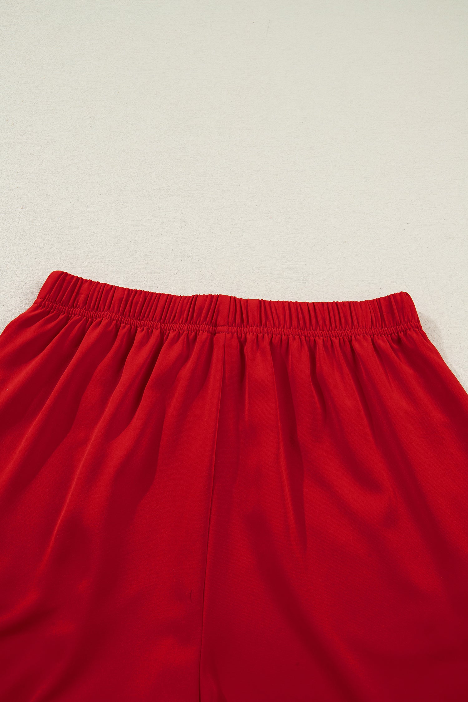 Fiery Red Contrast Trim Ribbon Bow Short Silky 2pcs Pajama Set 🇺🇸