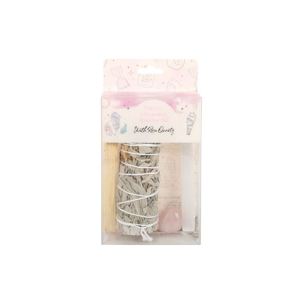 Smudge Kit with Rose Quartz Crystal