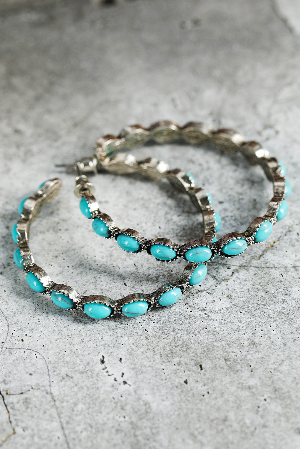 Sky Blue Gem Inlay Retro C-shape Earrings 🇨🇳