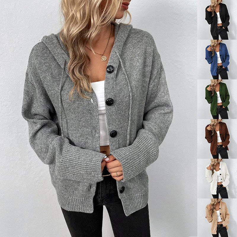 Single-breasted Hooded Sweater Solid Color Cardigan 🇨🇳