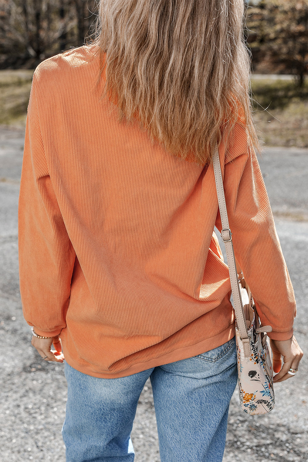Orange Whatever Spices Your Pumpkin Graphic Corded Pullover Sweatshirt 🇺🇸