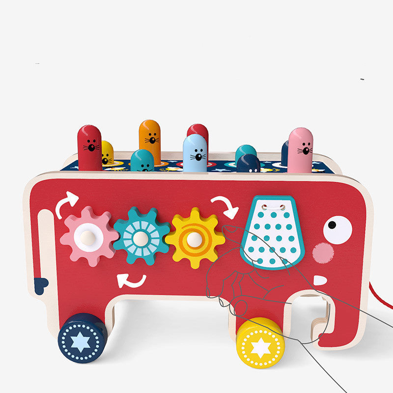 Montessori Toddlers Kids Wooden Pounding Bench Animal Bus Toys Early Educational Set Gifts For Children Toy Musical Instrument 🇨🇳
