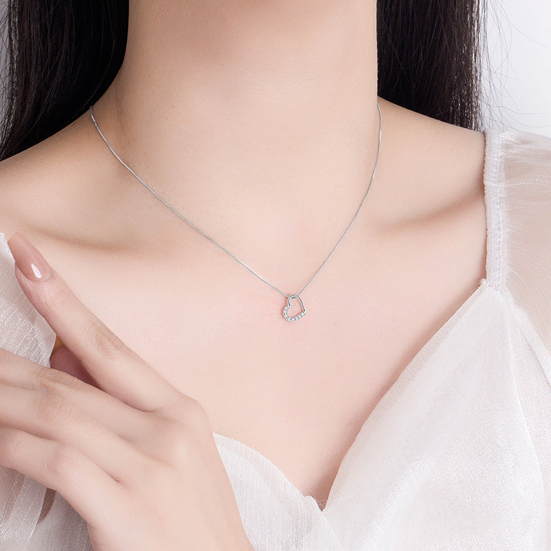S925 Sterling Silver Love Heart Pendant Necklace For Women Fashion Jewelry Ladies Gold Color Clavicle Chain High Quality Jewelry Gifts 🇨🇳