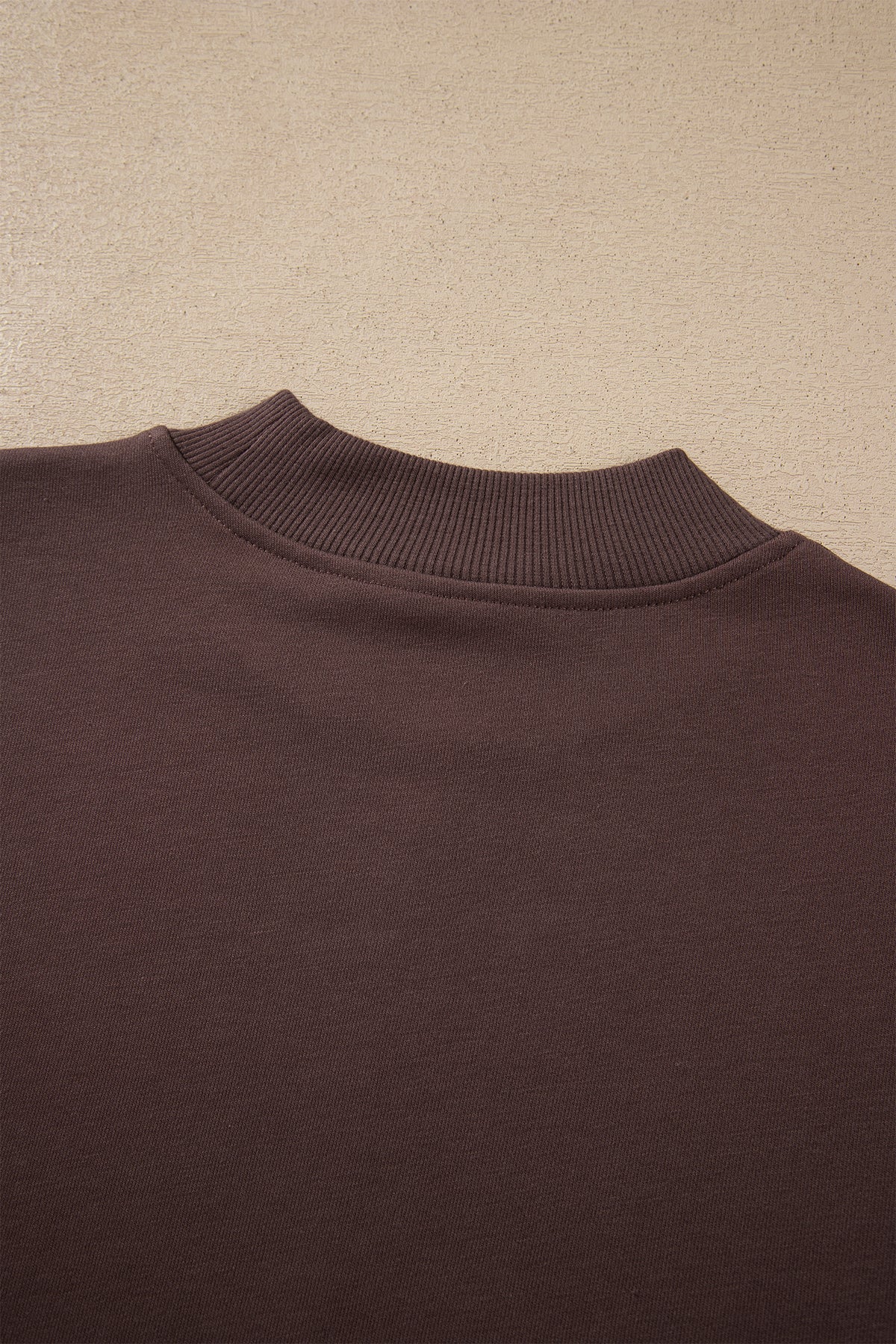 Coffee Solid Color Piping Trim Mock Neck Pullover Drawstring Pants Set 🇺🇸