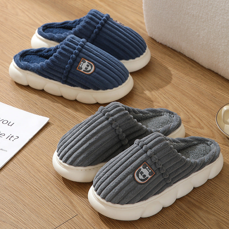 Winter Corduroy Slippers Home Bedroom Floor Plush Shoes Fashion Solid Color Non-slip Slippers For Women Men 🇨🇳