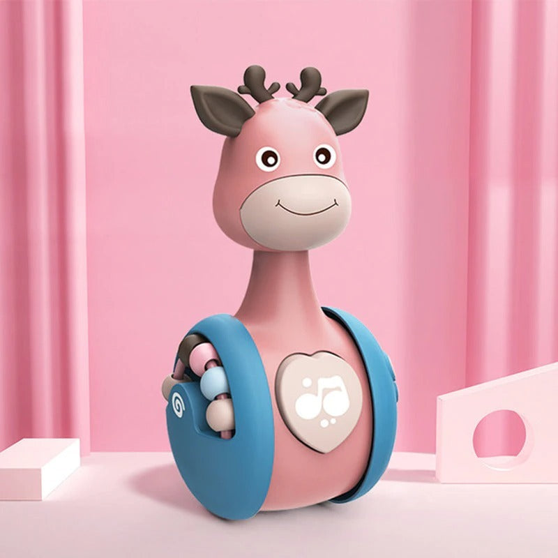 Sliding Deer Baby Tumbler Rattle 3 In 1 Sliding Tumbler Toy Baby Rattle Montessori Bath Toy For W Built-in Ring Bear Roly-Poly Early Learning Christmas Tumbler 🇨🇳