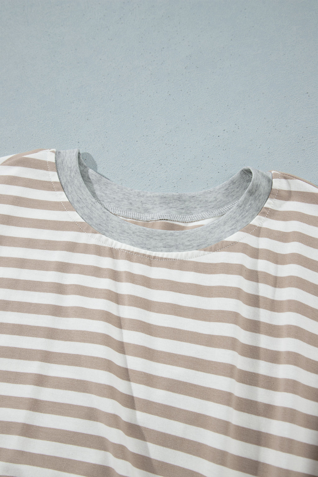 Khaki Stripe Striped Colorblock Cuffs Round Neck Long Sleeve Shift Dress 🇺🇸