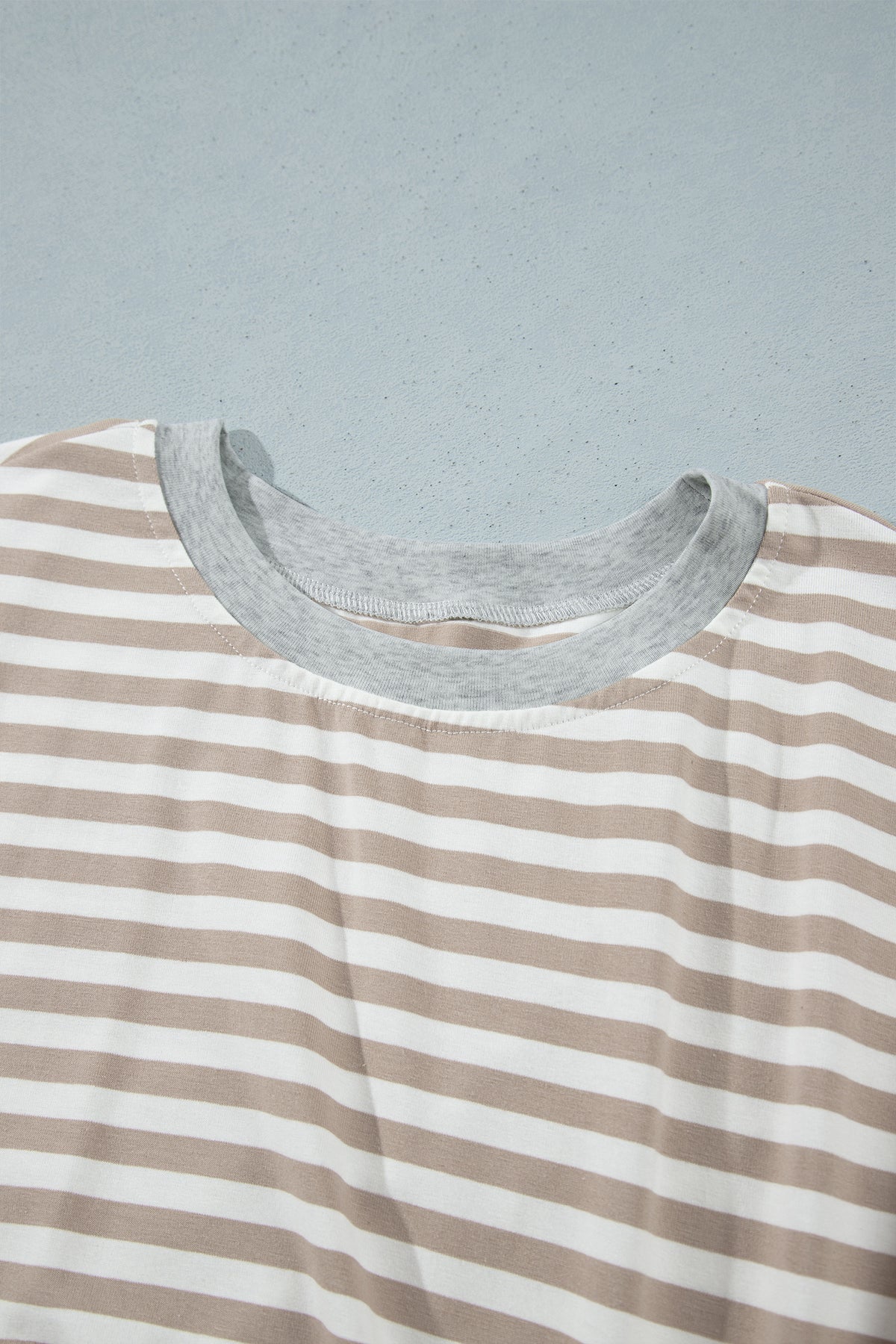 Khaki Stripe Striped Colorblock Cuffs Round Neck Long Sleeve Shift Dress 🇺🇸