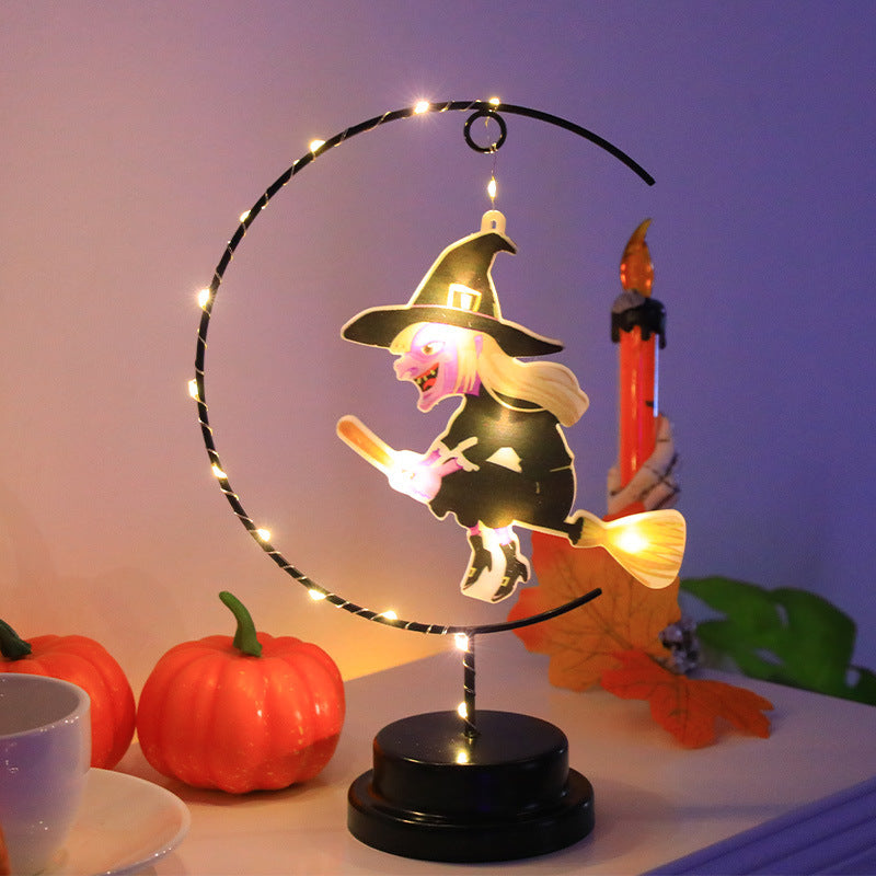 Led Halloween Wrought Iron Witch Modeling Lamp Atmosphere Decorative Lamp 🇨🇳