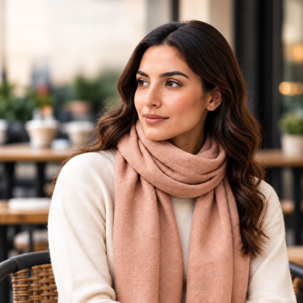 Warm Peach Nude Cotton Scarf – Soft, Comfortable Everyday Essential 🇬🇧
