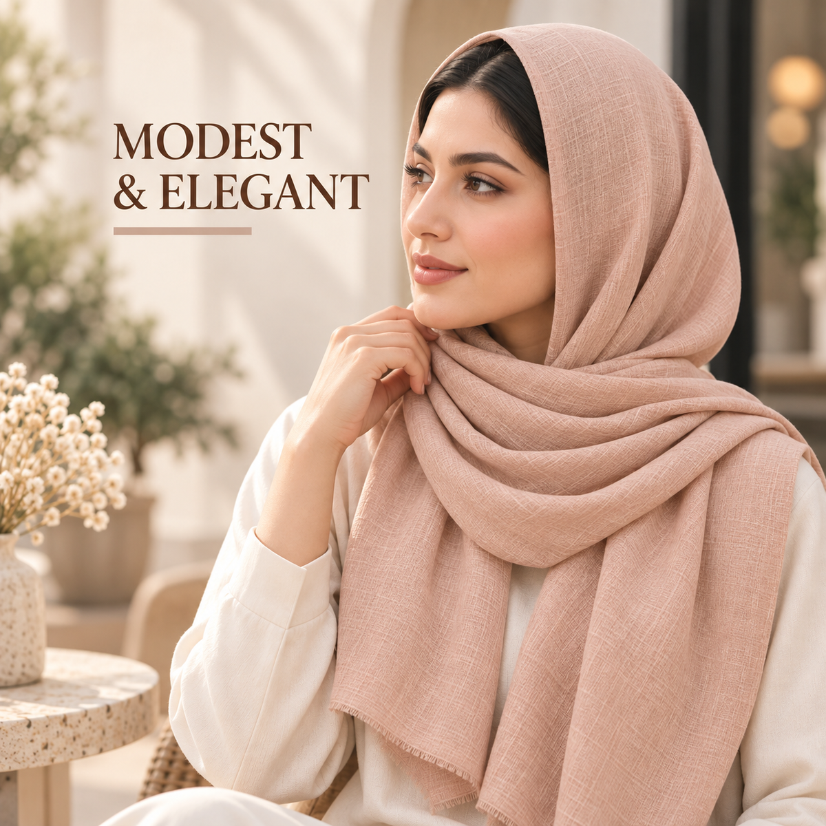 Peach Nude Cotton Scarf – Soft, Comfortable Everyday Essential 🇬🇧