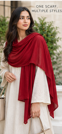 Women Soft Jersey Scarf Stretchy Hijab Wrap Headscarf Deep Red Burgundy Shawl 🇬🇧