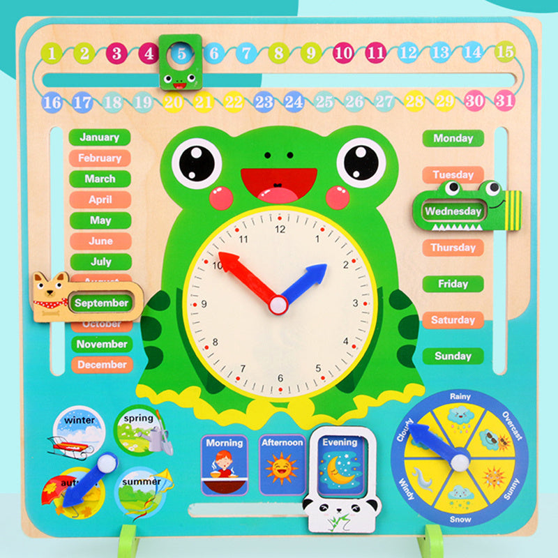 Montessori Wooden Toys Baby Weather Season Calendar Clock Time Cognition Preschool Educational Teaching Aids Toys For Children 🇨🇳