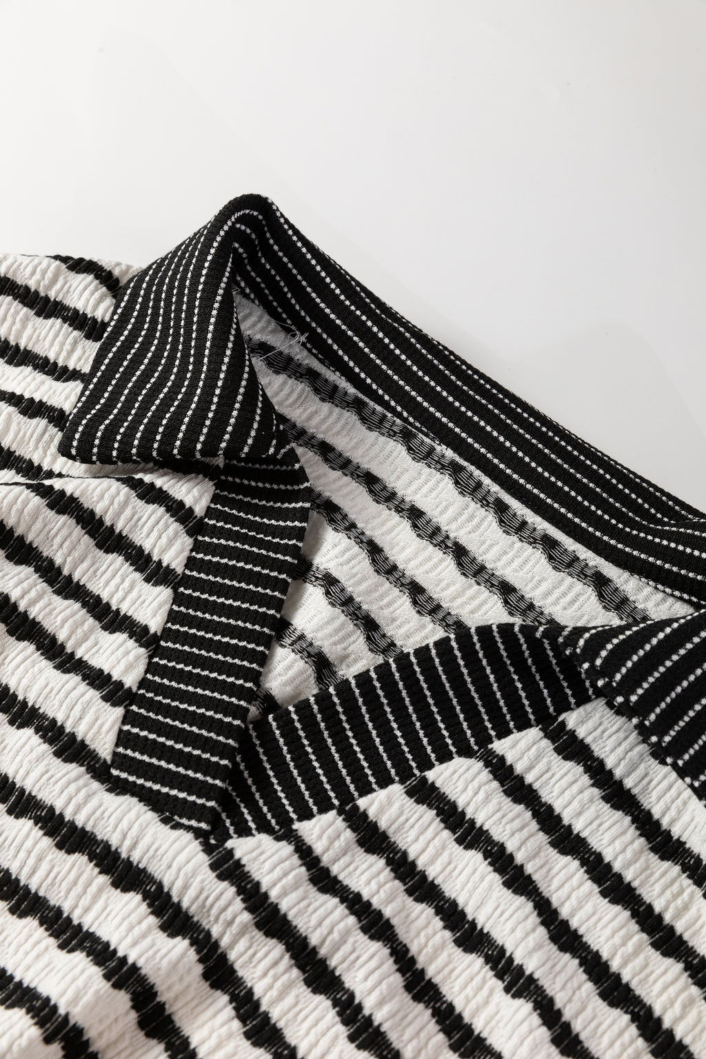 White Stripe Collared Pullover Top and Drawstring Pant Set 🇺🇸