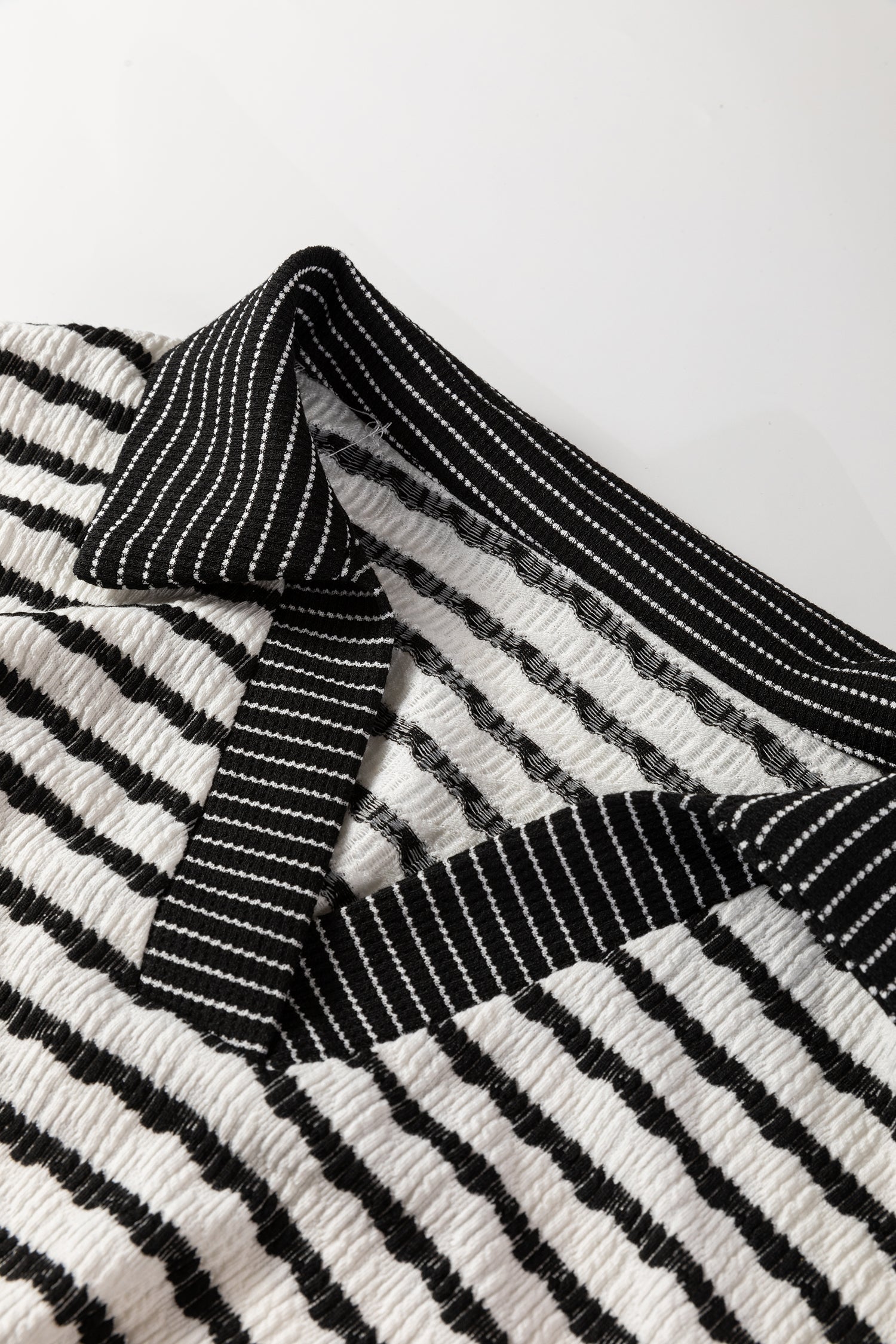 White Stripe Collared Pullover Top and Drawstring Pant Set 🇺🇸
