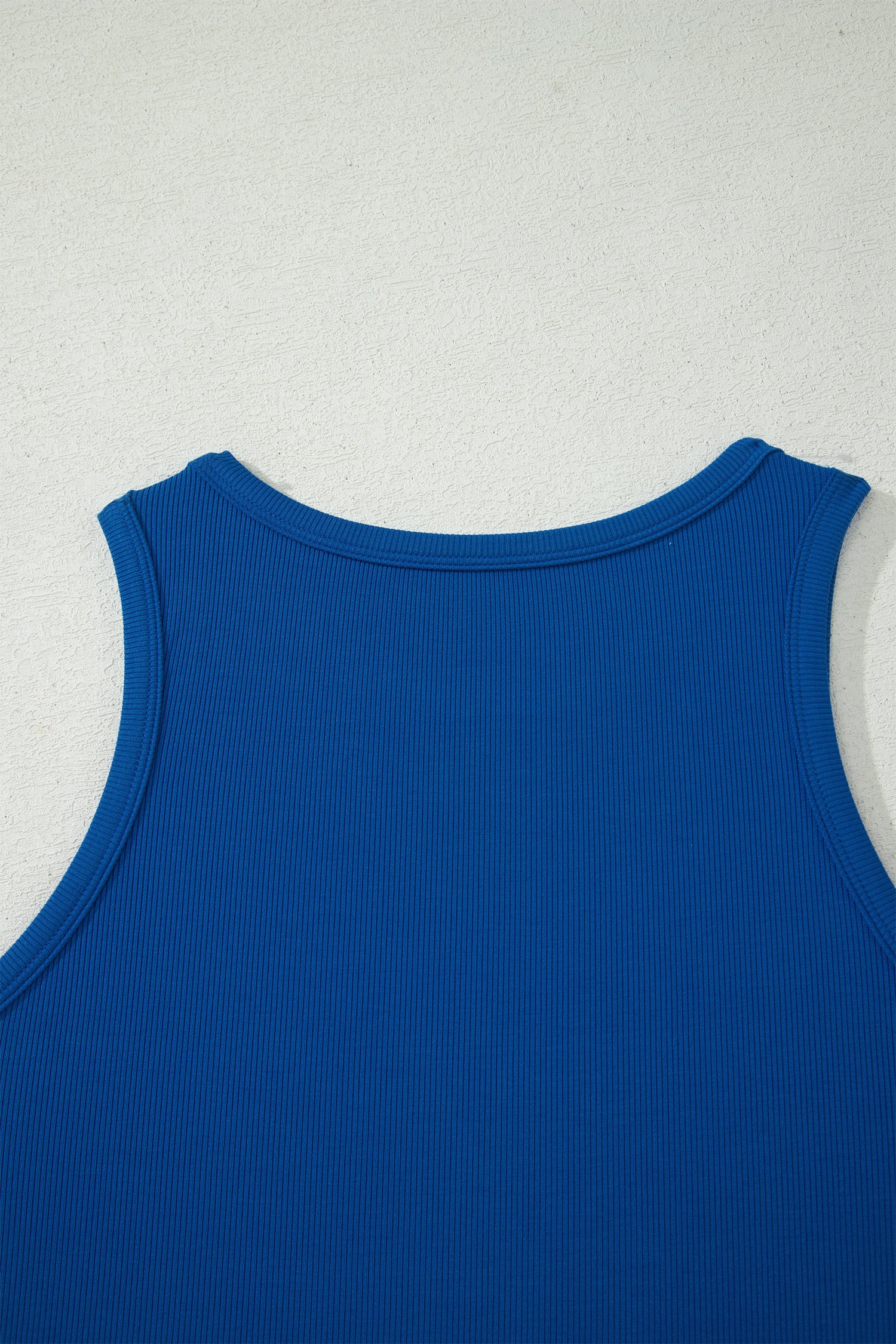 Dark Blue Ribbed Slim Tank Pocketed Wide Leg Shorts Set 🇺🇸
