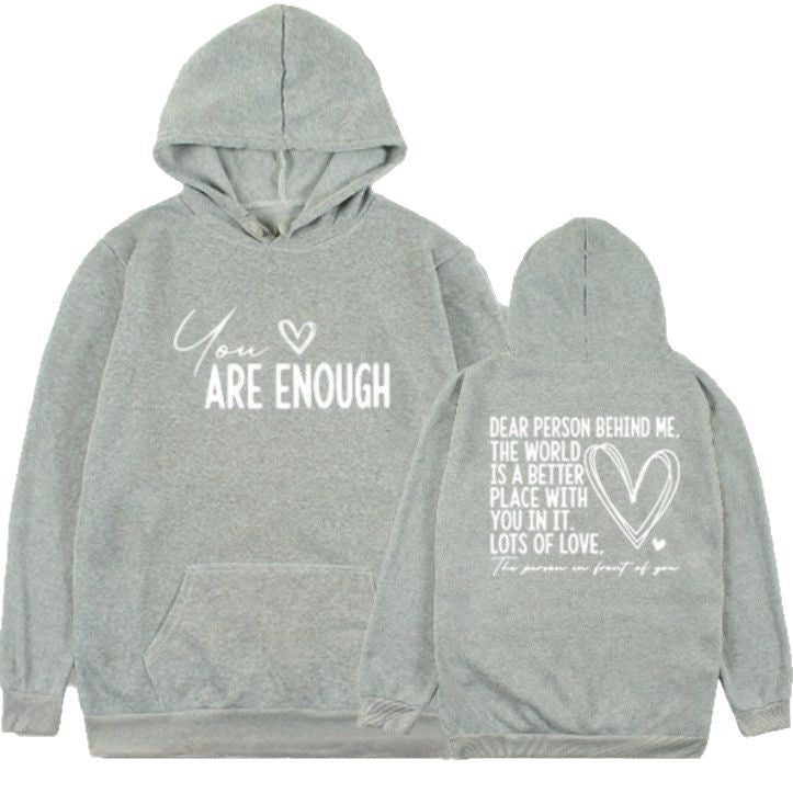 New YOU ARE ENOUGH Lettered Casual Hoodie 🇨🇳