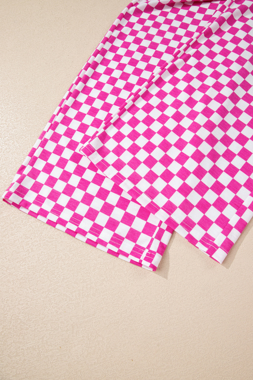 Rose Checkered Print Half Sleeve Tee 2pcs Lounge Pant Set 🇺🇸