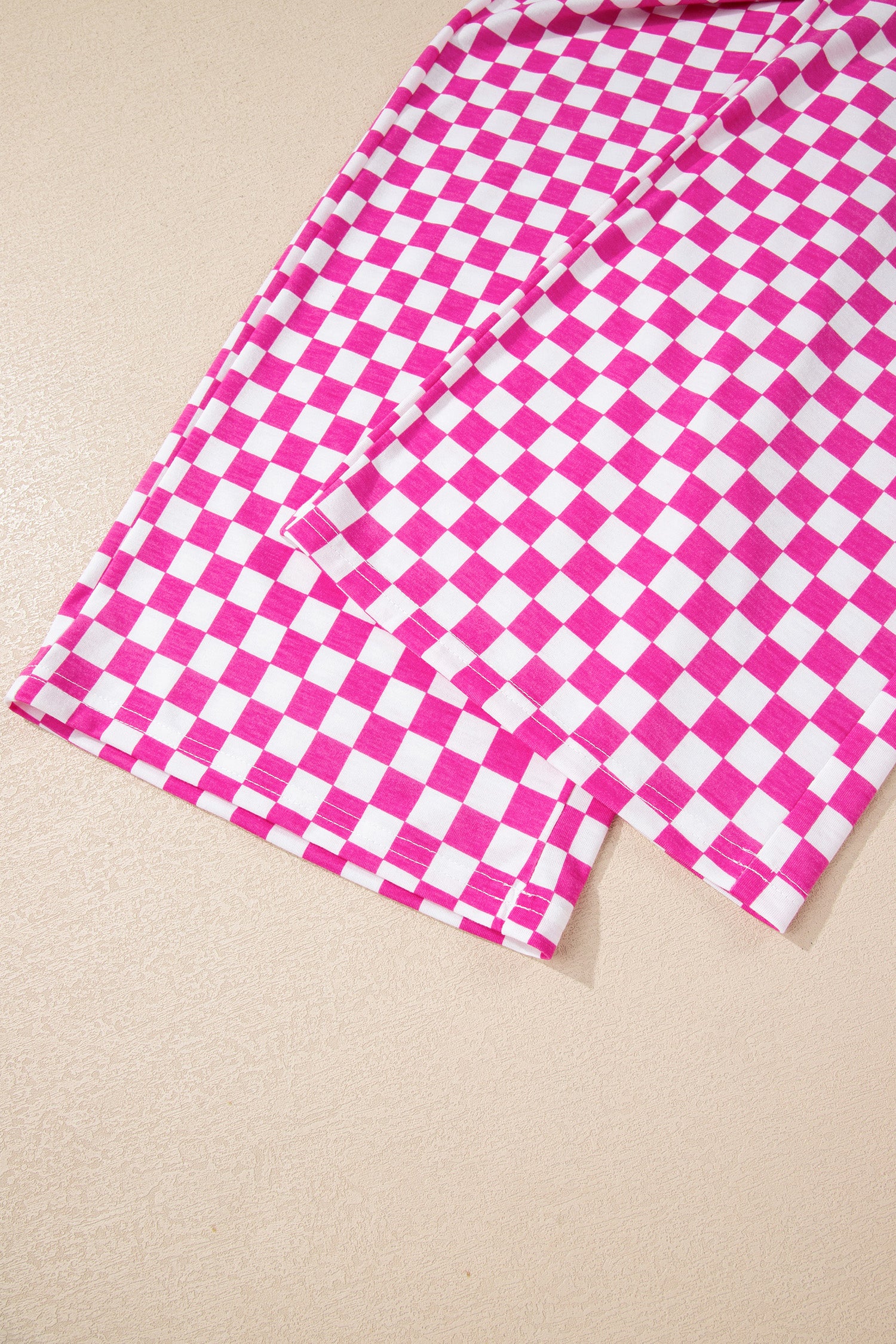 Rose Checkered Print Half Sleeve Tee 2pcs Lounge Pant Set 🇺🇸