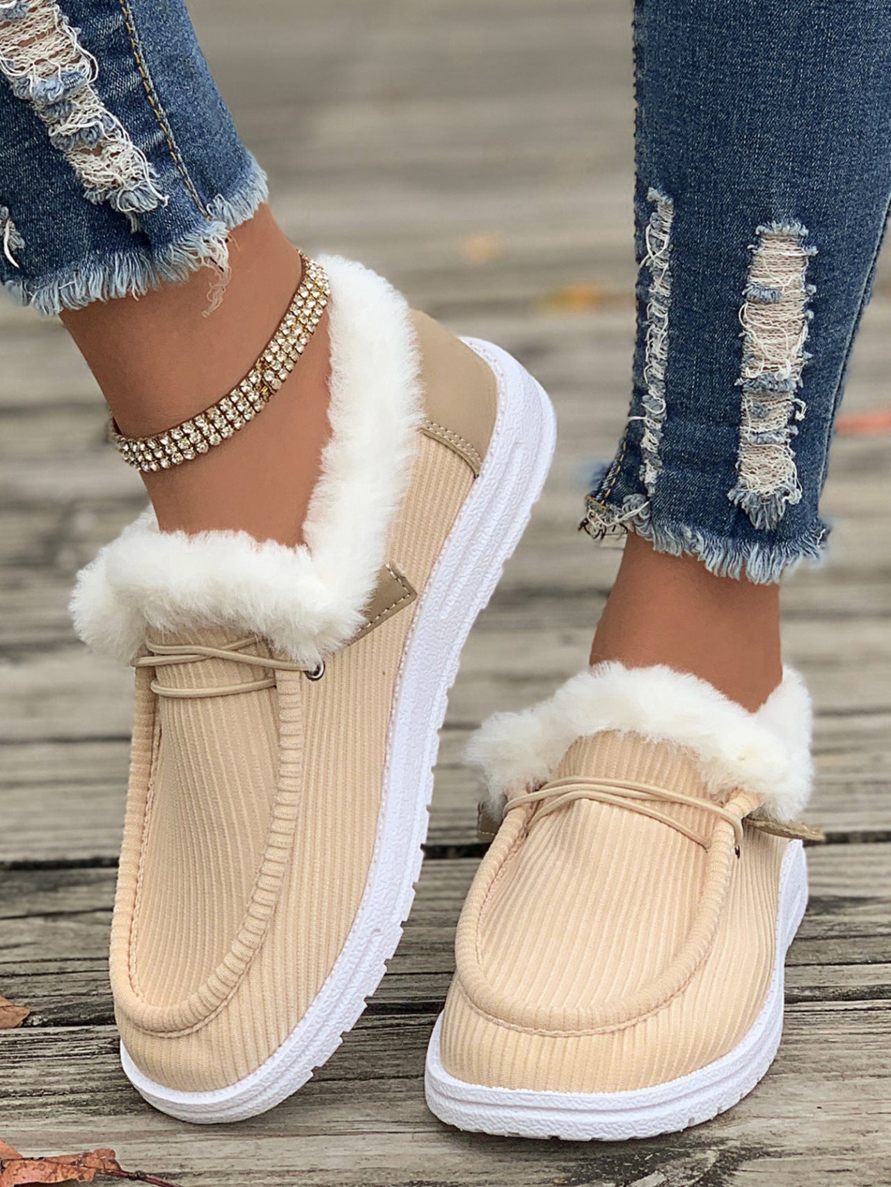 Women's casual shoes with plush and fuzzy cotton 🇨🇳