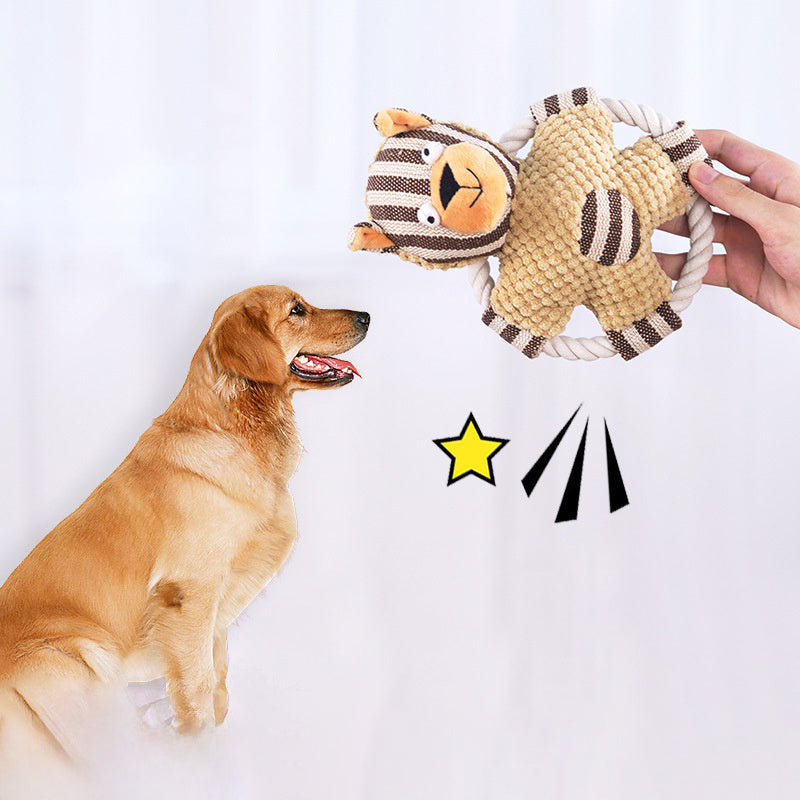 Pet Cotton Rope Toy Dog Sound Molar Teeth Cleaner Bite-resistant Rope Knot 🇨🇳