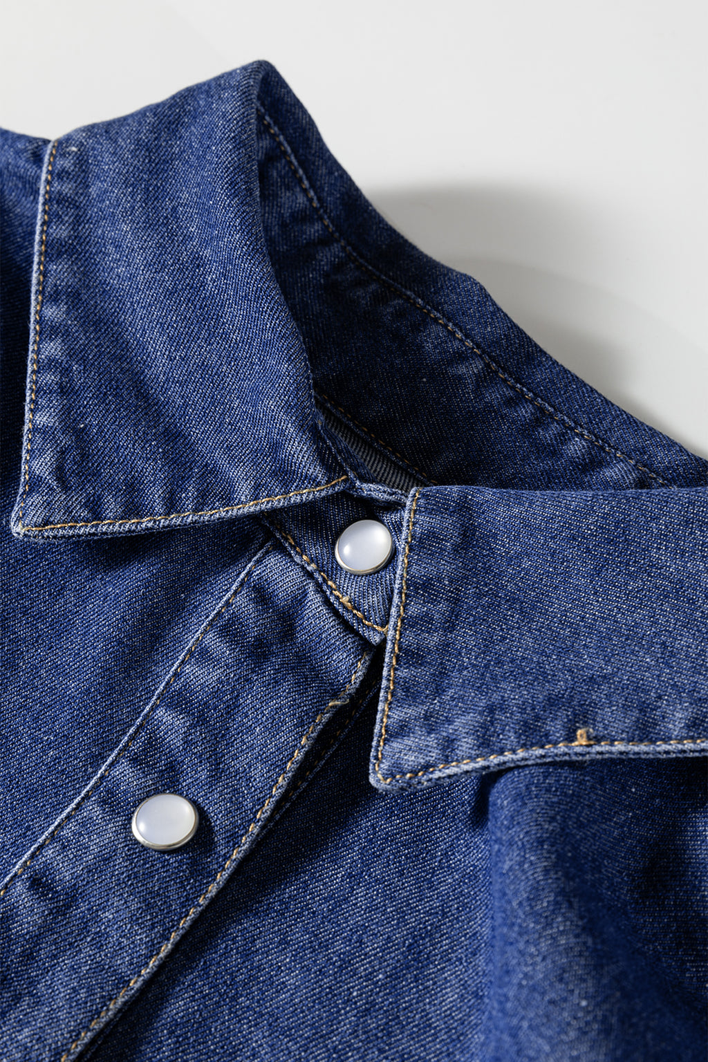 Ashleigh Blue Denim Shirt Collar Long Sleeve Flared Mini Dress 🇺🇸