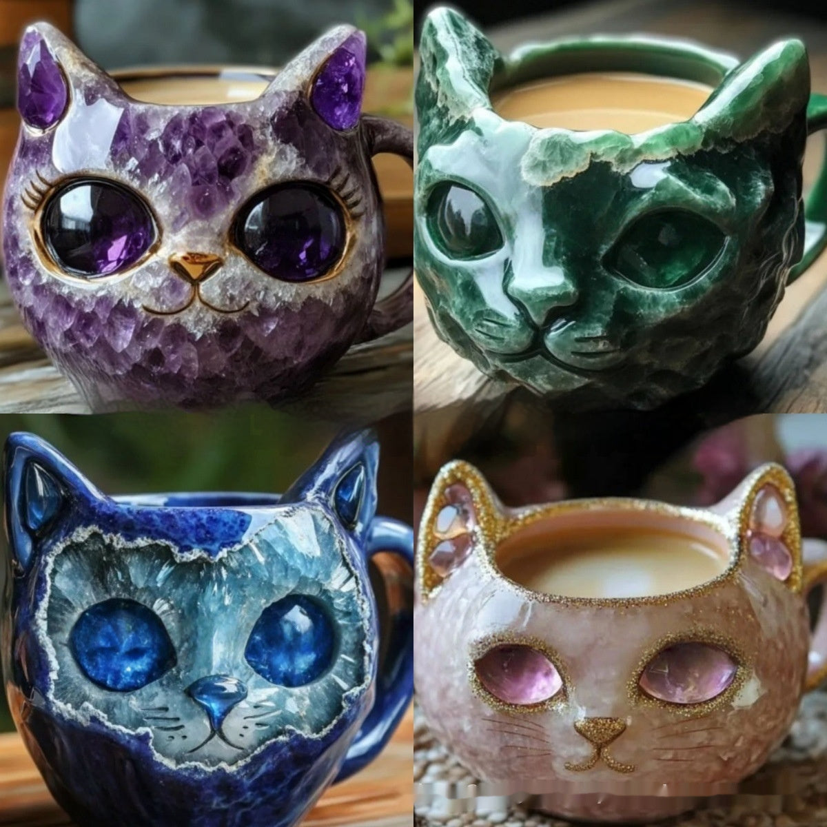 Geode Mug Crystal Cat Cup Resin Crafts 🇨🇳
