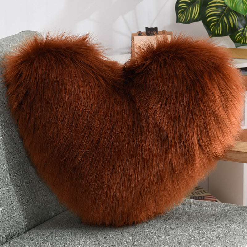 Throw Pillows Heart Shape Long Plush Fluffy Shaggy Cushion Cover 🇨🇳