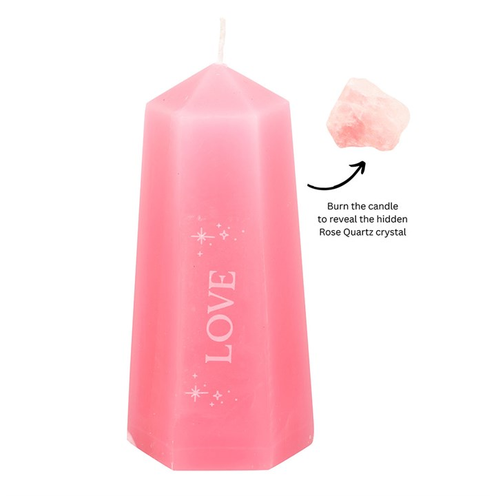 Love Crystal Candle with Rough Rose Quartz 🇬🇧