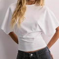 Summer Batwing Sleeve T-shirt Fashion Round Neck Pullover Short-sleeved Top 🇨🇳