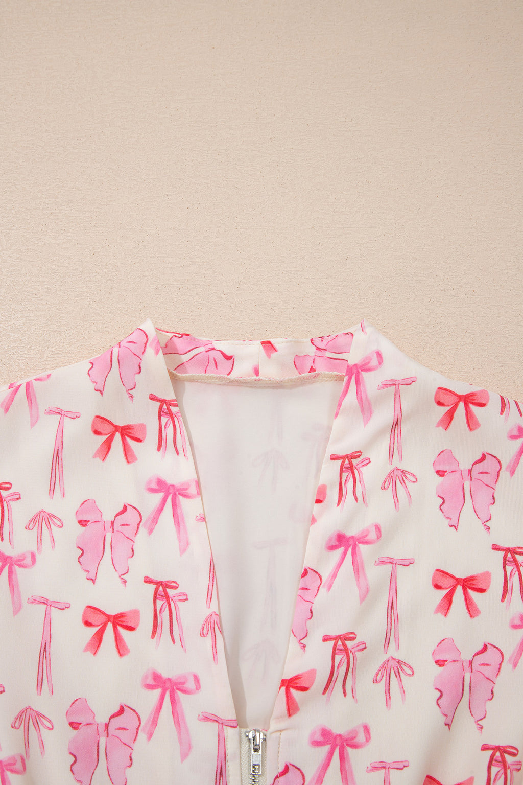 Pink Full Zip Cinched Waist Sleeveless Bow Mini Dress 🇺🇸