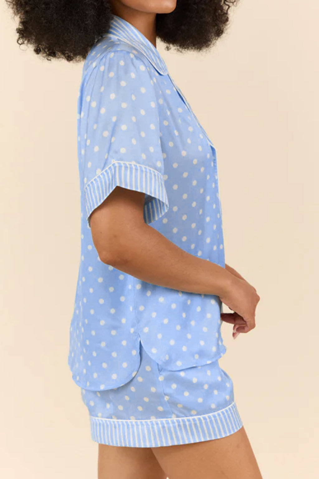 Sky Blue Dotted Print Soft Short Pajama Set 🇺🇸