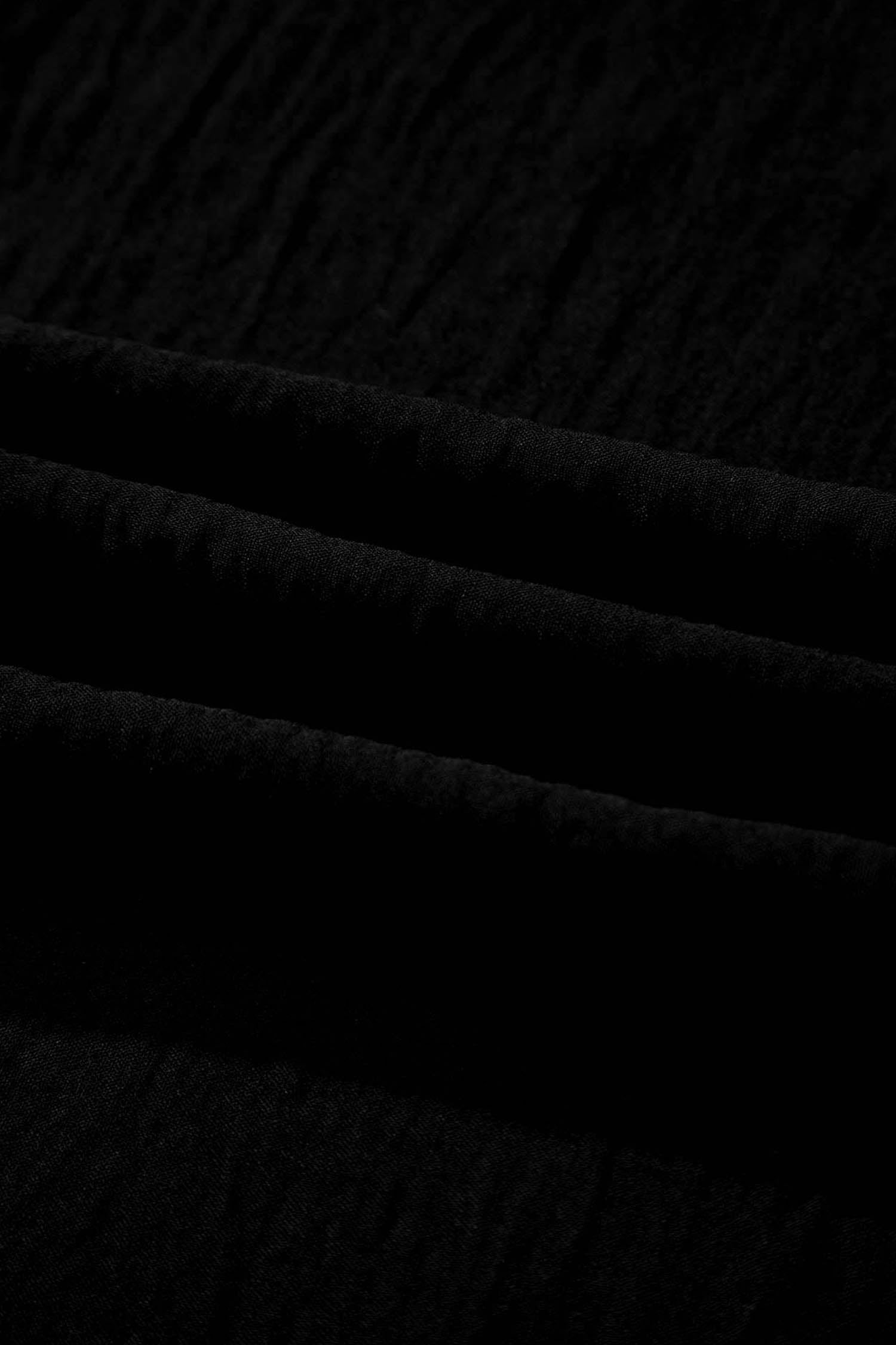 Color black Solid Color Textured Crossed Waist Loose Pants 🇺🇸