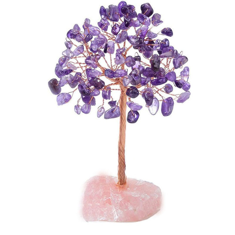 Popular natural crystal tree crystal wool mineral fluorite base, fortune tree chakra amethyst powder crystal ornament 🇨🇳