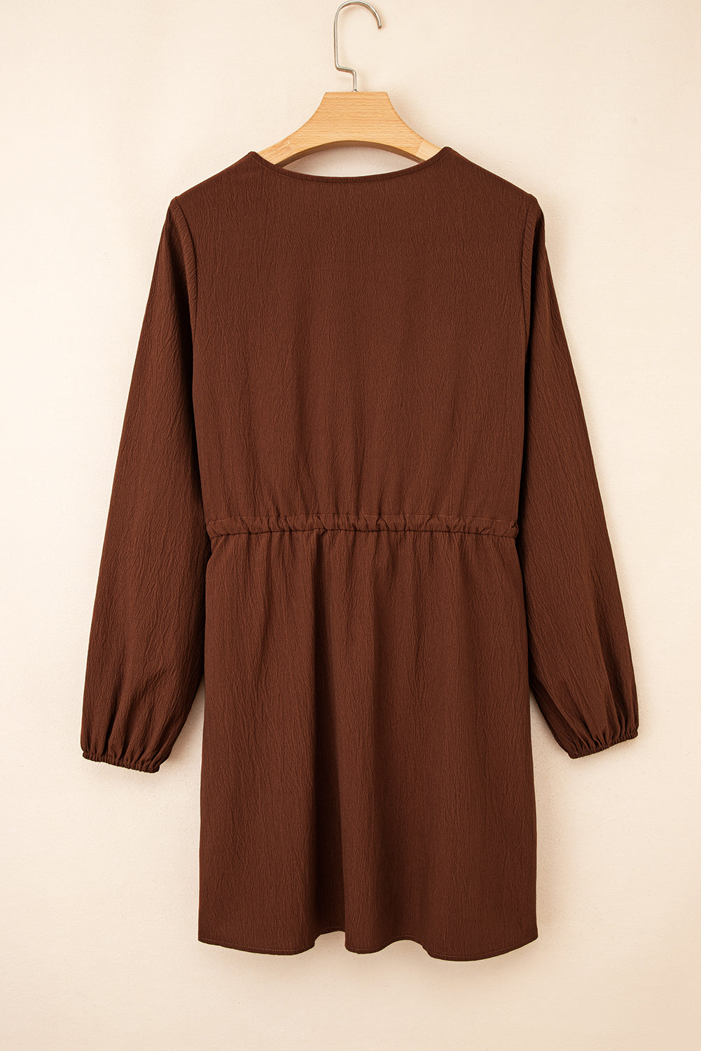 Burgundy Floral Embroidered Tassel Tie Waist Long Sleeve Mini Dress 🇺🇸