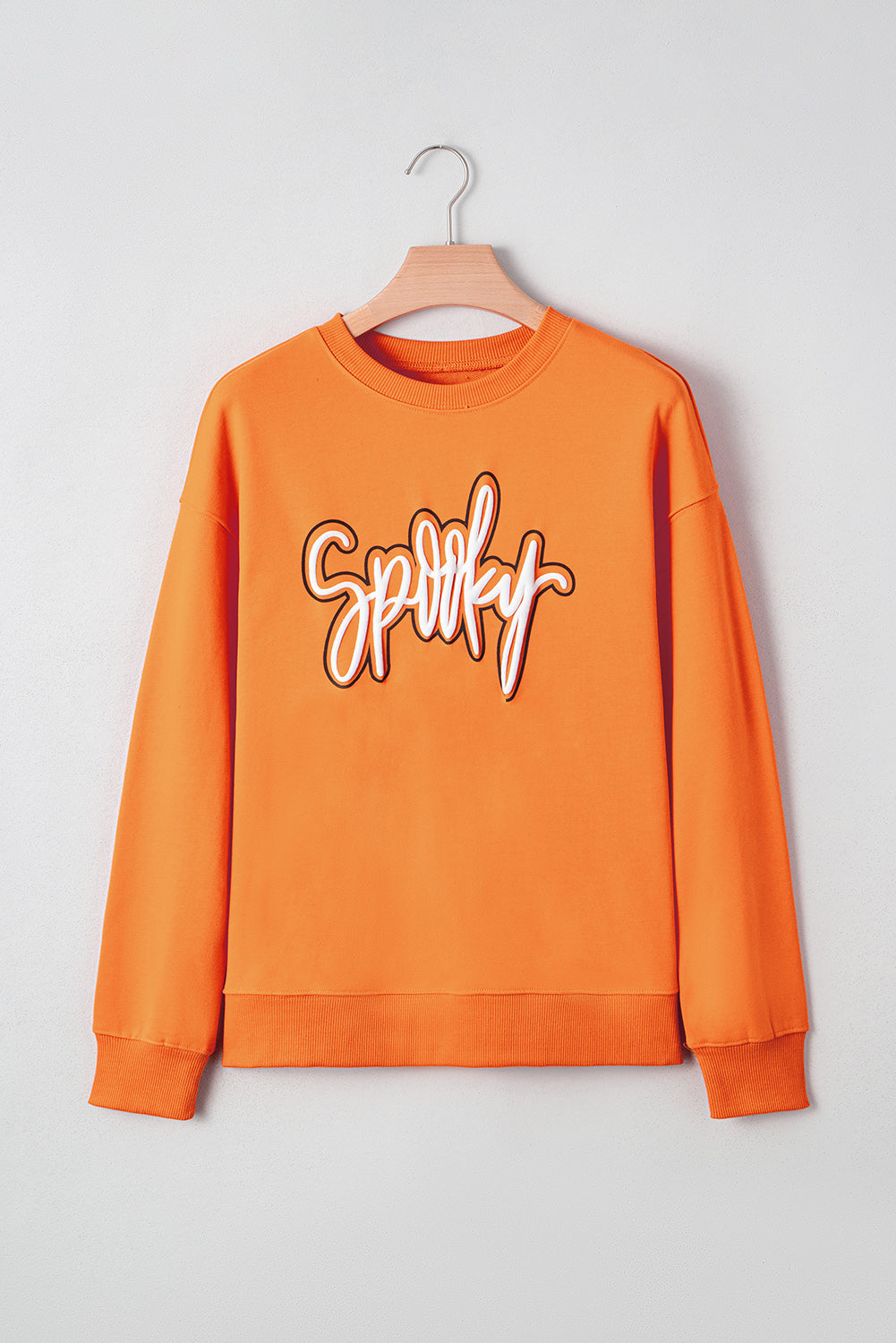 Grapefruit Orange Spooky Graphic Halloween Crew Neck Holiday Sweatshirt 🇺🇸