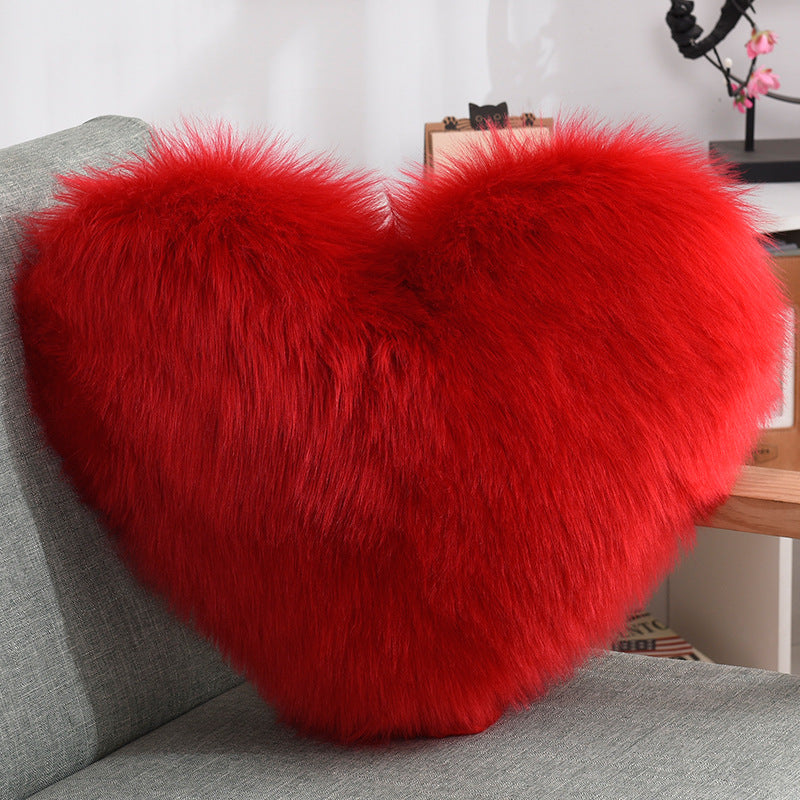 Throw Pillows Heart Shape Long Plush Fluffy Shaggy Cushion Cover 🇨🇳