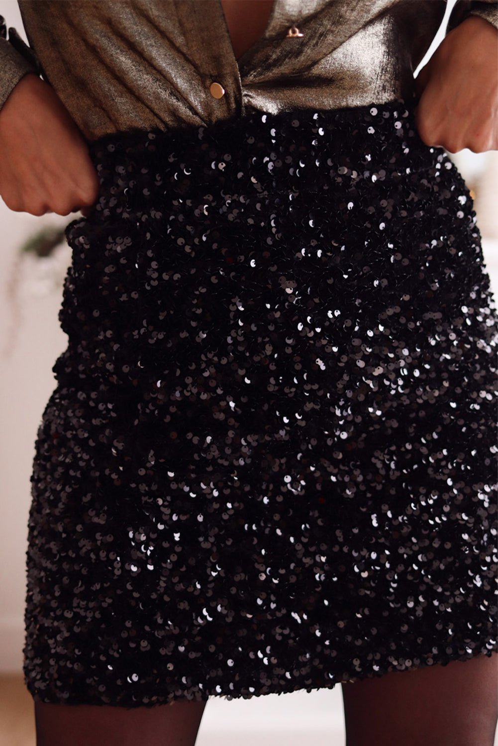 Black Sequin Bodycon Mini Skirt 🇺🇸