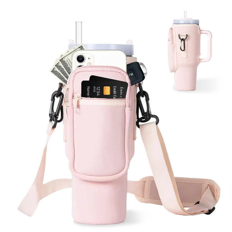 Water Bottle Carrier Bag with Phone Pocket for Stanley 40oz Tumbler with Handle Neoprene Water Bottle Holder Pouch 🇨🇳