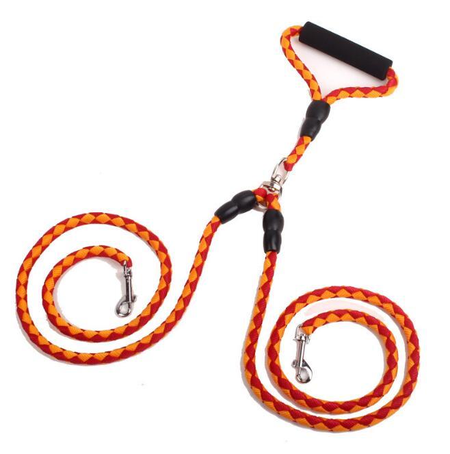 Double-Ended Traction Rope For Walking The Dog Hand-Double-Ended Traction Rope One Plus Two Leash Collar Pet Supplies Dog Collar 🇨🇳