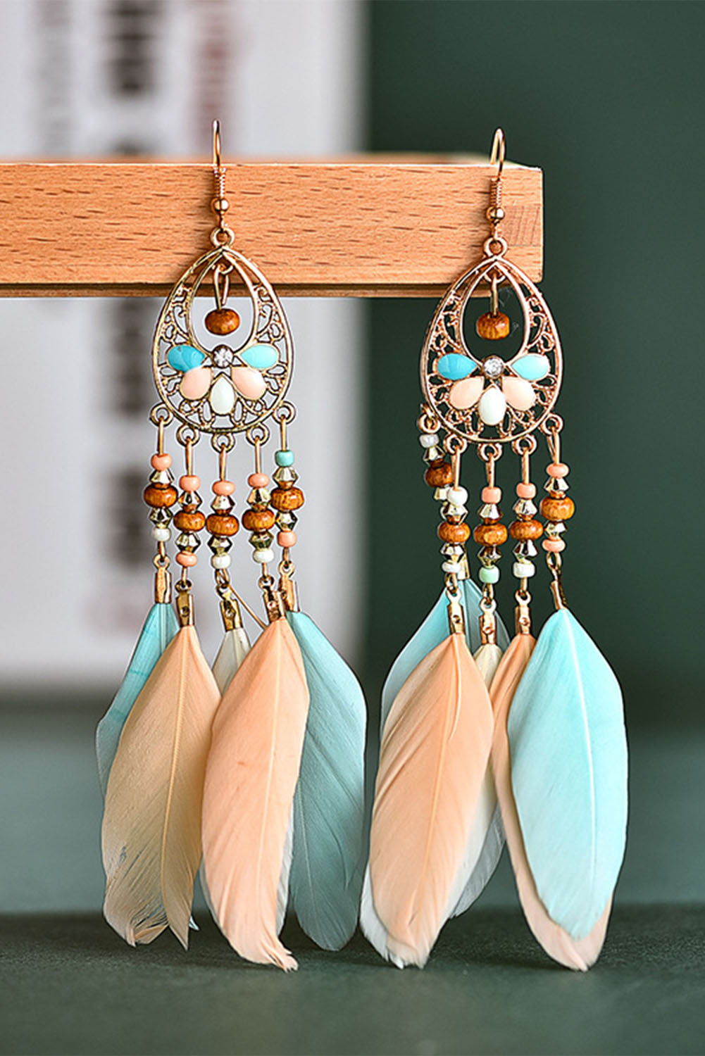 Multicolor Bohemian Hollow-out Feather Tassel Earrings 🇨🇳