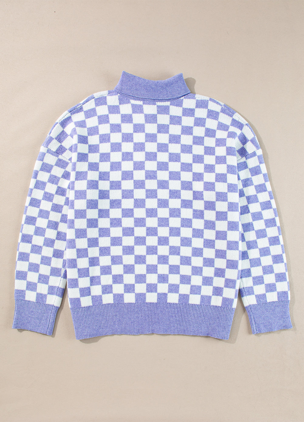 Purple Checkered Collared Buttons Plus Size Sweater 🇺🇸