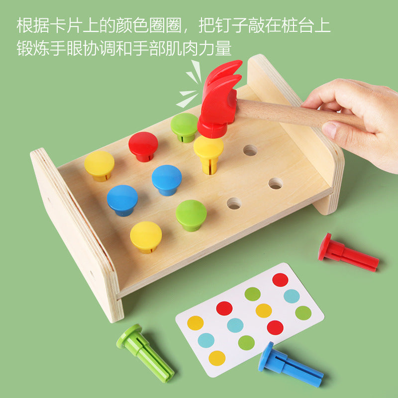 2-in-1 pile driving platform puzzle color certification matching fun and creative versatile set of column puzzle toys 🇨🇳
