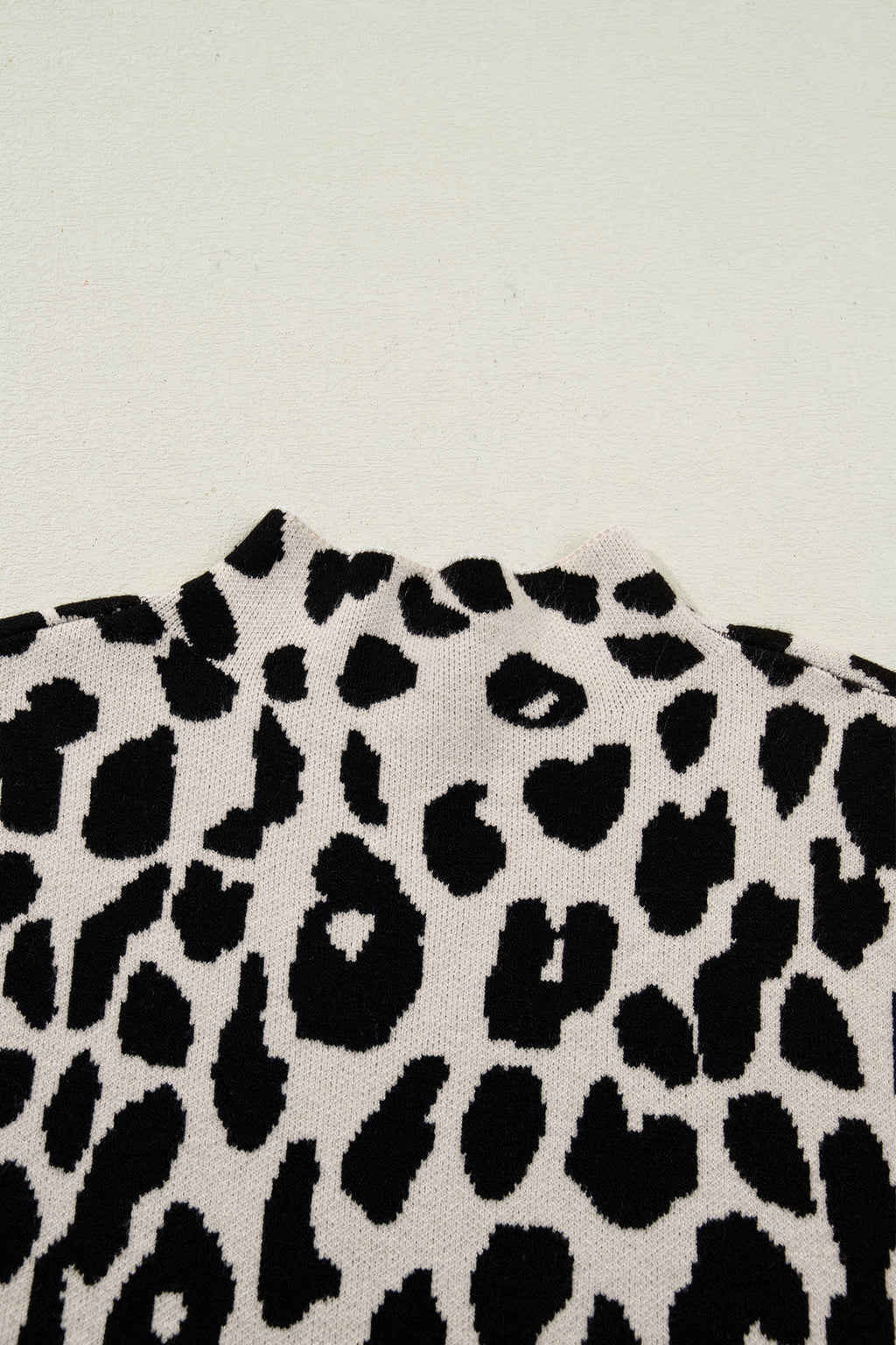 Black Leopard Print High Neck Short Sleeve Sweater 🇺🇸