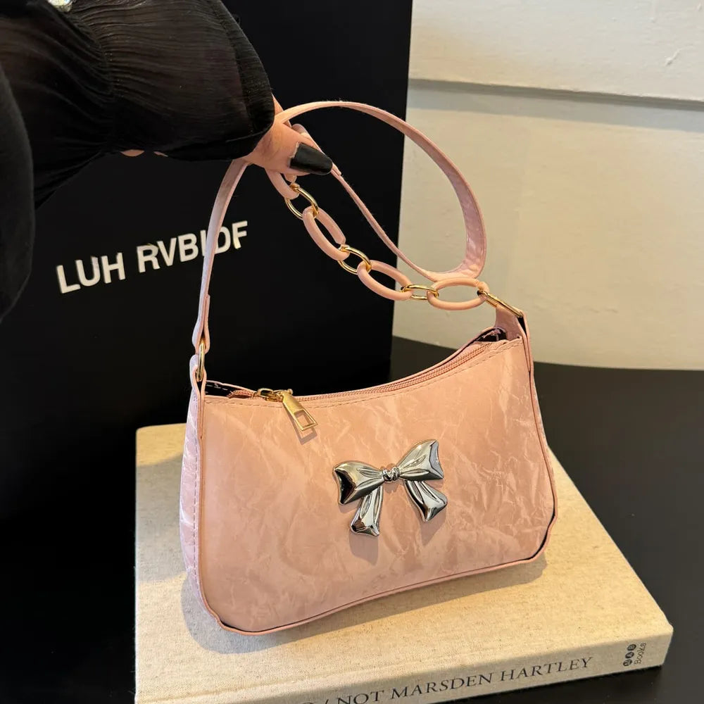 Bow PU Leather Shoulder Bag 🇨🇳