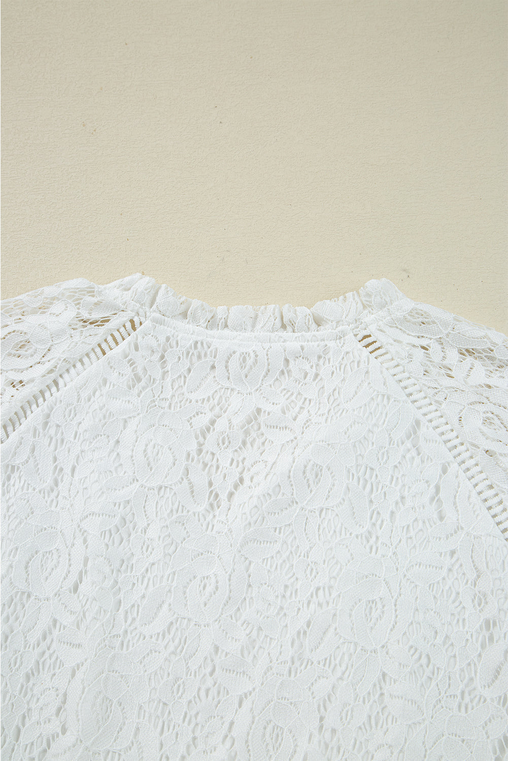 White Tie V Neck Lace Ruffle Detail Long Sleeve Blouse 🇺🇸