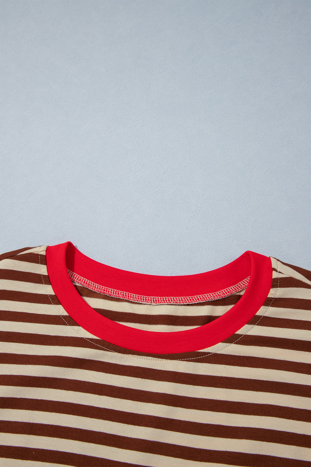 Brown Stripe Striped Colorblock Cuffs Round Neck Long Sleeve Shift Dress 🇺🇸