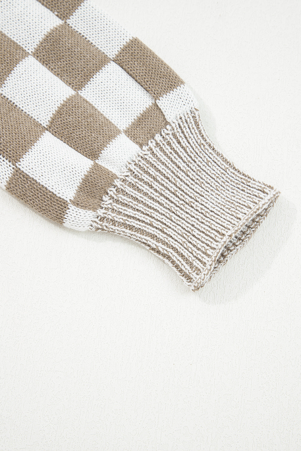 Brown Checkered Open Front Drop Shoulder Cardigan 🇺🇲