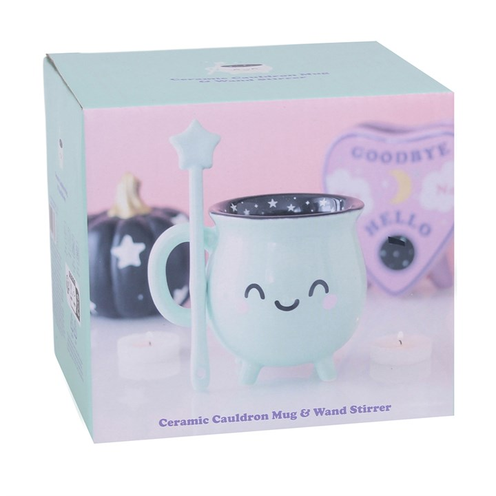 Mint Green Cauldron Mug with Wand Stirrer 🇬🇧